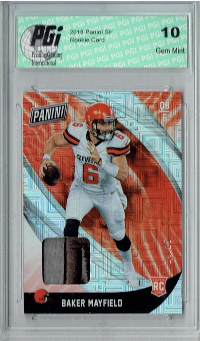 Baker Mayfield 2018 Panini #41 2 color patch #24/25 Rookie Card PGI 10