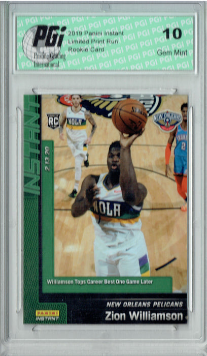 Zion Williamson 2019 Panini Instant #91 Green SP Only 10 Made Rookie Card PGI 10