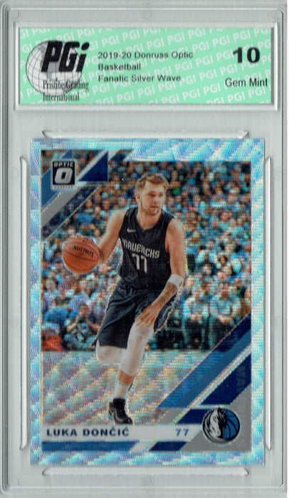 Luka Doncic 2019 Optic #16 Fanatics Rare Silver Wave SP Card PGI 10