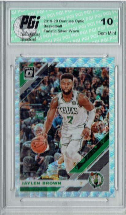 Jaylen Brown 2019 Optic #72 Fanatics Rare Silver Wave SP Card PGI 10