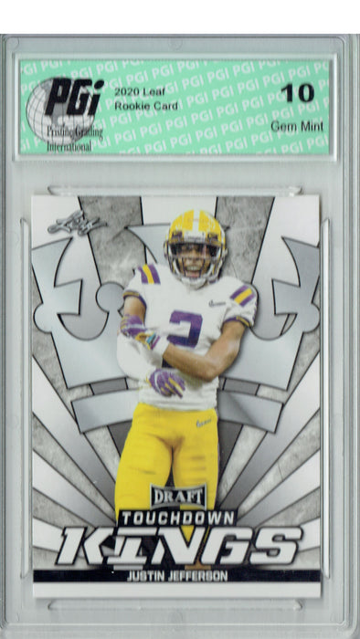 Justin Jefferson 2020 Leaf Draft Football #87 Touchdown Kings Rookie Card PGI 10