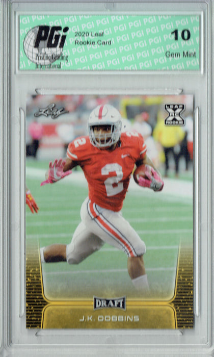 J.K. Dobbins 2020 Leaf Draft Gold #8 Gem Mint Rookie Card PGI 10