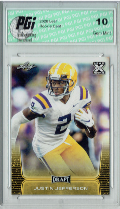 Justin Jefferson 2020 Leaf Draft Gold #40 Gem Mint Rookie Card PGI 10