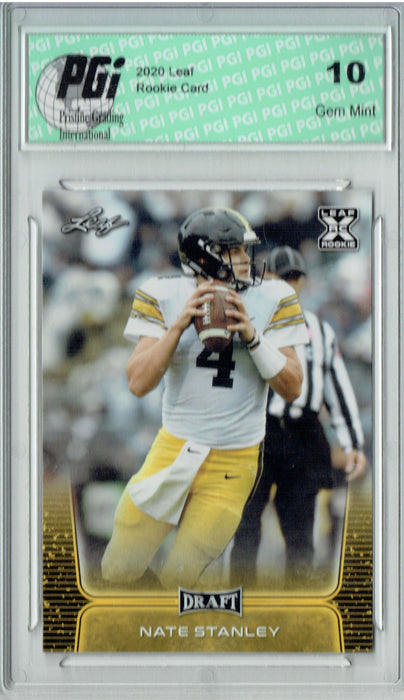 Nate Stanley 2020 Leaf Draft Gold #50 Gem Mint Rookie Card PGI 10