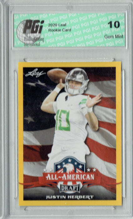Justin Herbert 2020 Leaf Draft Gold #63 All-American Rookie Card PGI 10