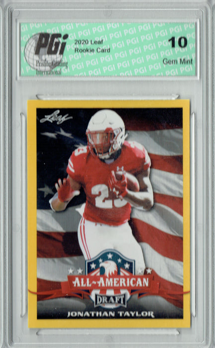 Jonathan Taylor 2020 Leaf Draft Gold #74 All-American Rookie Card PGI 10