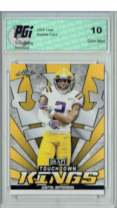 Justin Jefferson 2020 Leaf Draft Gold #87 Touchdown Kings Rookie Card PGI 10