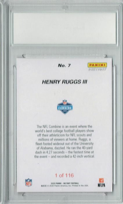 Henry Ruggs III 2020 Panini Instant #7 1st Pro Card, 1 of 116 Rookie Card PGI 10