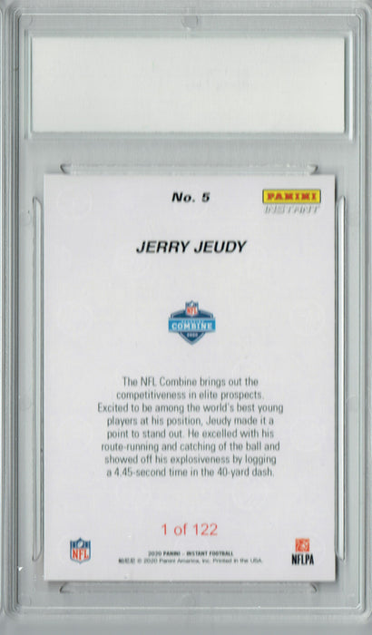 Jerry Jeudy 2020 Panini Instant #5 1st Pro Card, 1 of 122 Rookie Card PGI 10