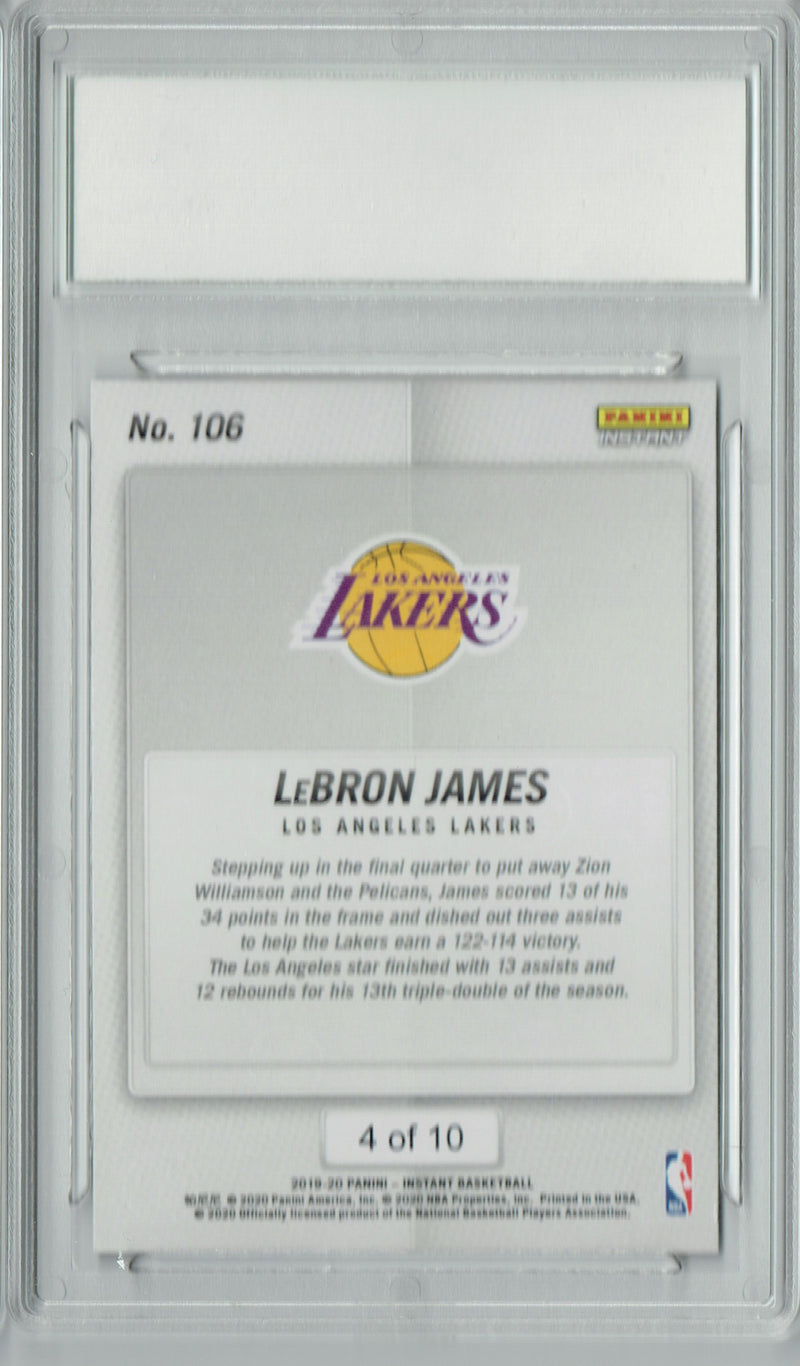 Lebron James 2019 Panini Instant #106 Green SSP Only 10 Made Card PGI 10