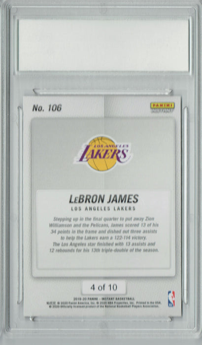 Lebron James 2019 Panini Instant #106 Green SSP Only 10 Made Card PGI 10