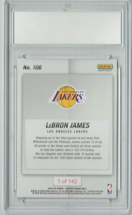 Lebron James 2019 Panini Instant #106 Triple Double Zion 142 Made Card PGI 10