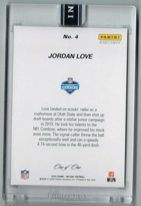 Jordan Love 2020 Panini Instant NFL Combine #4 True 1 of 1, 1/1 Rookie Card