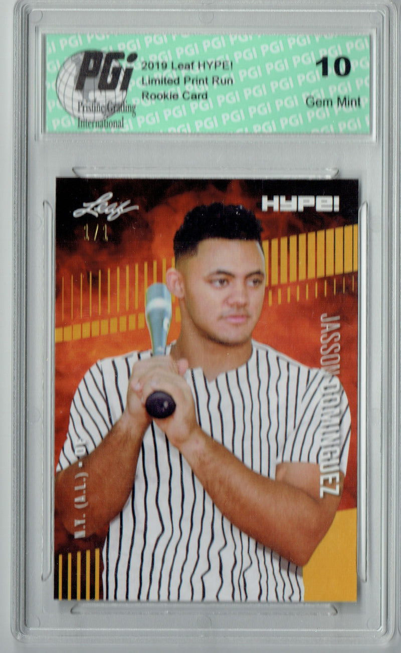Jasson Dominguez 2019 Leaf HYPE! #26 Gold Blank Back 1 of 1 Rookie Card PGI 10