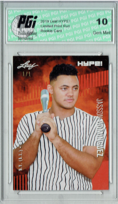 Jasson Dominguez 2019 Leaf HYPE! #26 Masterpiece True 1 of 1 Rookie Card PGI 10