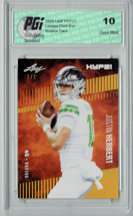 Justin Herbert 2020 Leaf HYPE! #27 Gold Blank Back 1 of 1 Rookie Card PGI 10