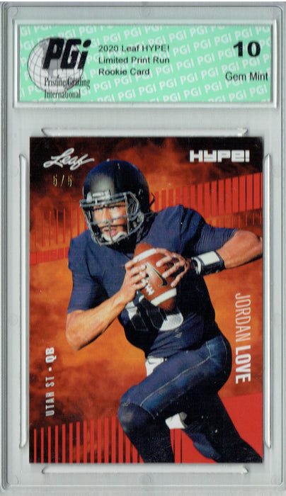 Jordan Love 2020 Leaf HYPE! #33 Red SP, Limited to 5 Made Rookie Card PGI 10