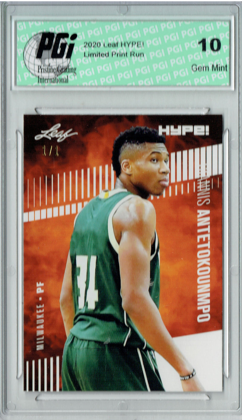 Giannis Antetokounmpo 2019 Leaf HYPE! #32 White Blank Back 1 of 1 Card PGI 10