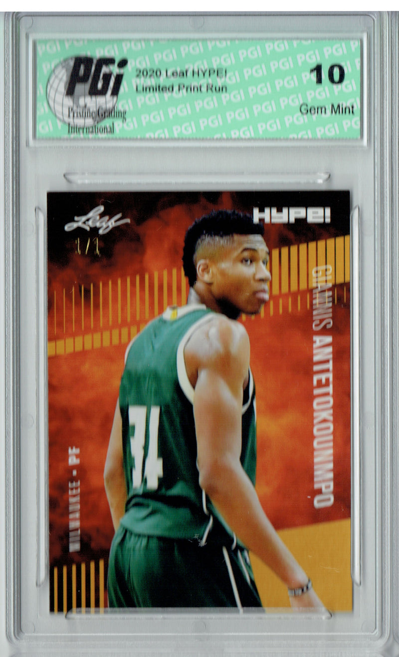 Giannis Antetokounmpo 2019 Leaf HYPE! #32 Gold Blank Back 1 of 1 Card PGI 10