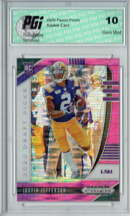 Justin Jefferson 2020 Prizm Draft #126 Pink Pulsar Rookie Card PGI 10