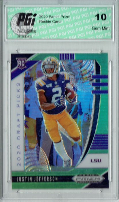 Justin Jefferson 2020 Prizm Draft #126 Lime Green 125 Made Rookie Card PGI 10