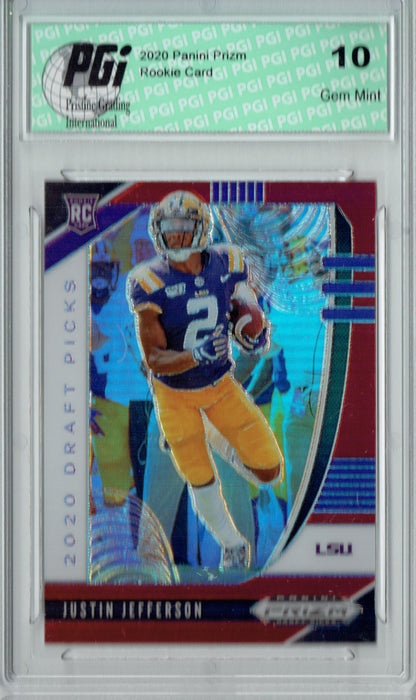 Justin Jefferson 2020 Prizm Draft #126 Red SP Rookie Card PGI 10