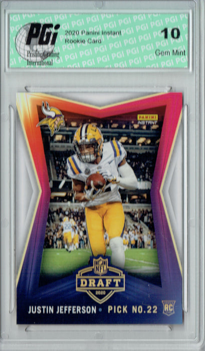 Justin Jefferson 2020 Panini Instant #18 NFL Draft 574 Made Rookie Card PGI 10