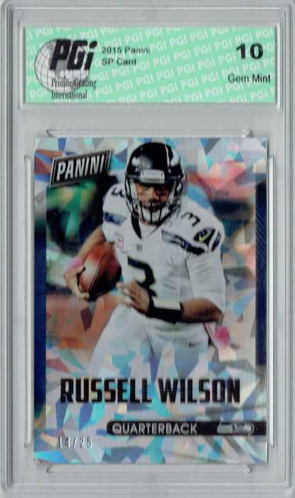 Russell Wilson 2015 Panini #3 Cracked Ice 25 Made Card PGI 10