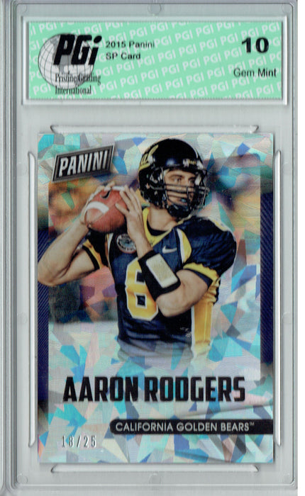 Aaron Rodgers 2015 Panini #4 Cracked Ice 25 Made Card PGI 10