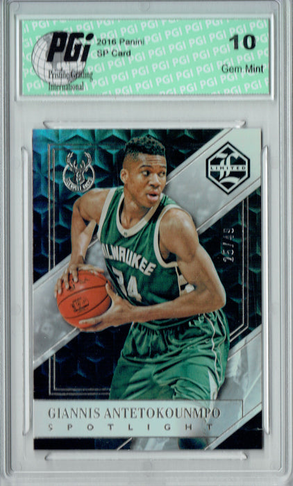 Giannis Antetokounmpo 2016 Panini Limited #116 SP #25/49 Made Card PGI 10