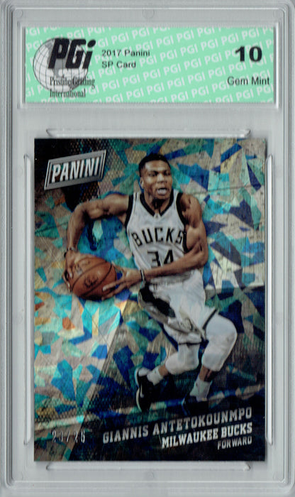 Giannis Antetokounmpo 2017 Panini #8 Cracked Ice 25 Made Card PGI 10