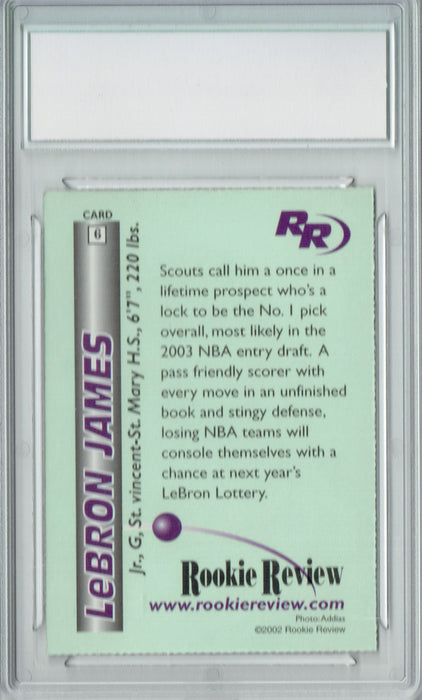 LeBron James 2002 Rookie Review High School Card #6 Adidas Perfs