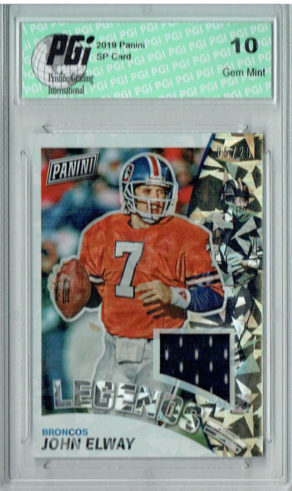 John Elway 2019 Panini #JE Cracked Ice Jersey #5/25 Card PGI 10