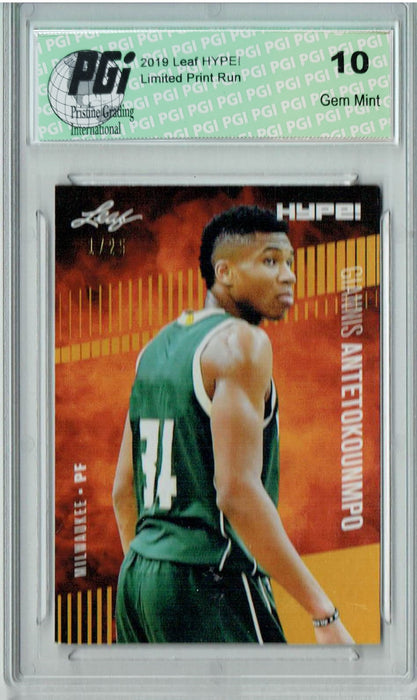 Giannis Antetokounmpo 2019 Leaf HYPE! #32 Gold The #1 of 25 Rookie Card PGI 10