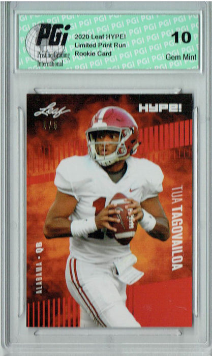 Tua Tagovailoa 2020 Leaf HYPE! #29A Red The #1 of 5 Rookie Card PGI 10