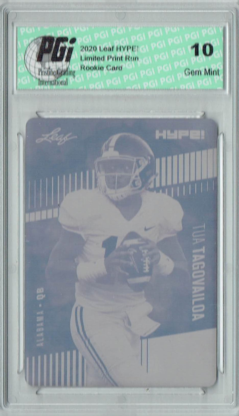 Tua Tagovailoa Rookie Card Miami PGI 10 Gem Mint Football Trading Card 2020 Leaf HYPE! #29A 1/1 Print Plate Magenta