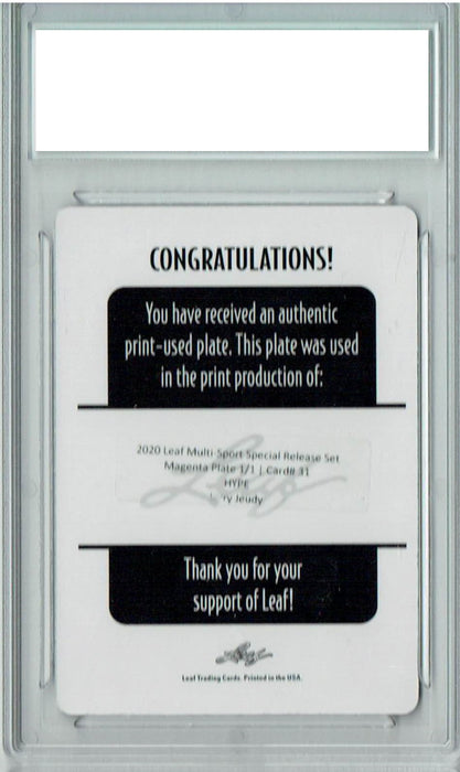 Jerry Jeudy 2020 Leaf HYPE! #31 1/1 Printing Plate Magenta Rookie Card PGI 10