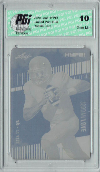 Jordan Love 2020 Leaf HYPE! #33 1/1 Printing Plate Black Rookie Card PGI 10