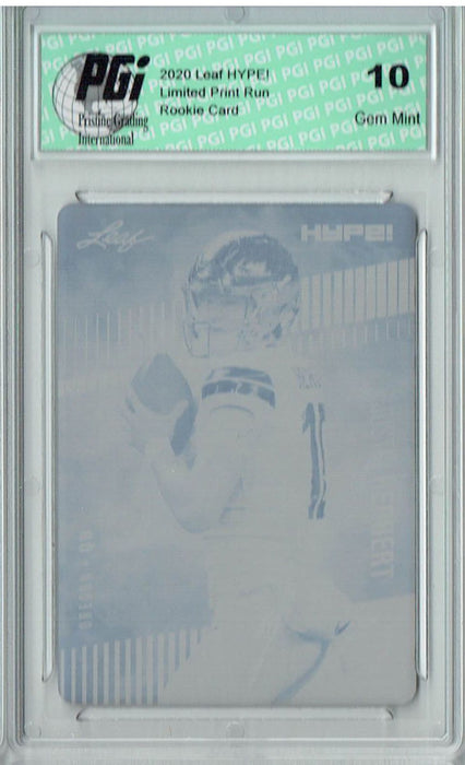 Justin Herbert 2020 Leaf HYPE! #27 1/1 Printing Plate Yellow Rookie Card PGI 10