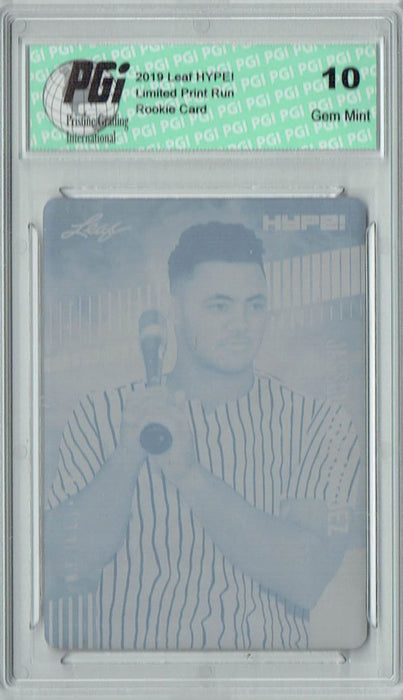 Jasson Dominguez 2019 Leaf HYPE! #26 1/1 Print Plate Yellow Rookie Card PGI 10