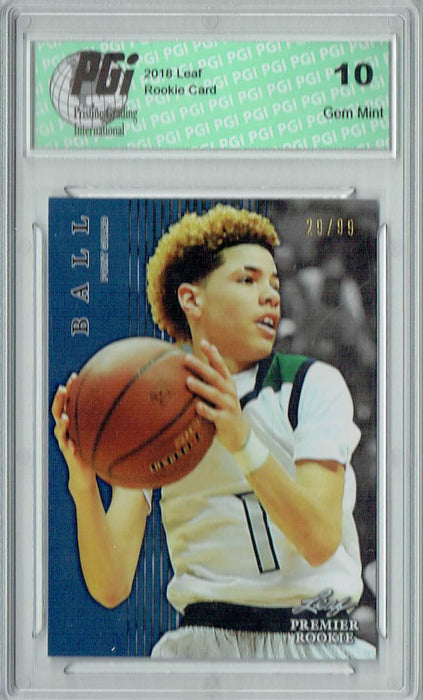 Lamelo Ball 2018 Leaf #PR-48 Only 99 Made 1st Card Ever Rookie Card PGI 10