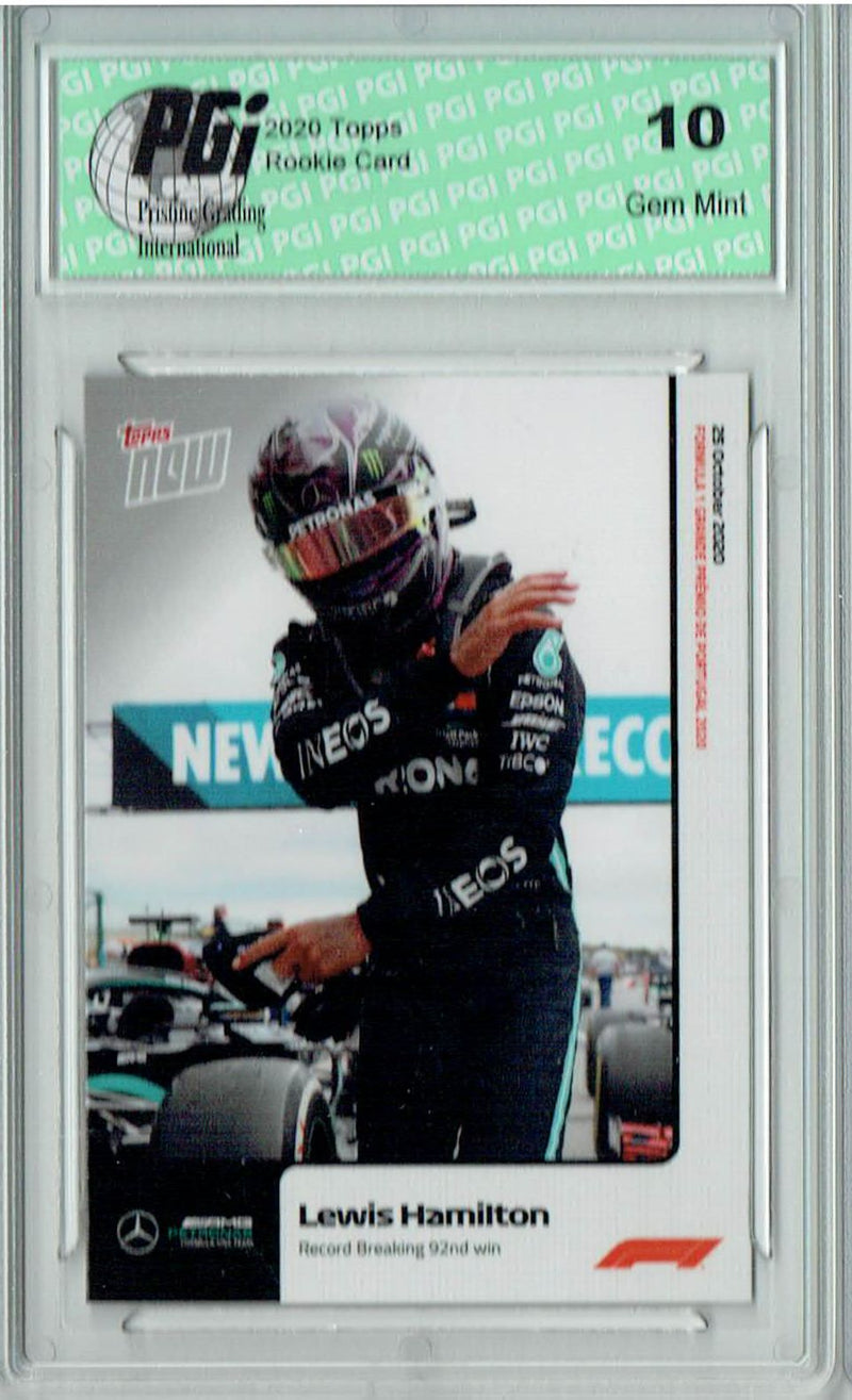 Lewis Hamilton 2020 Topps Now #9 Record Breaker 1/3184 Rookie Card PGI 10