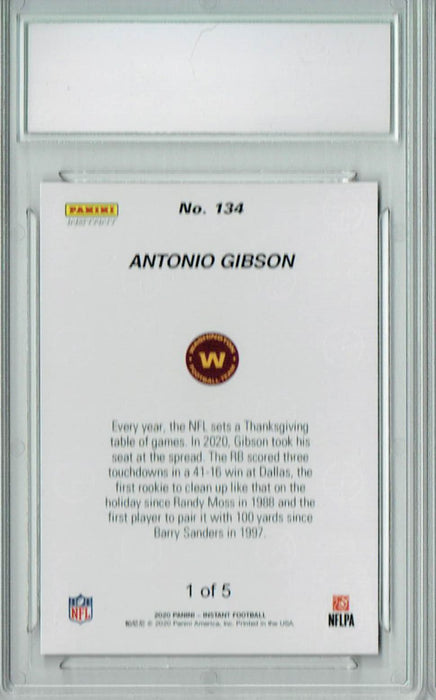 Antonio Gibson 2020 Panini Instant #134 Green SSP The #1 of 5 Rookie Card PGI 10