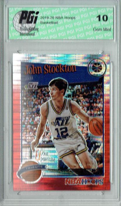 John Stockton 2020 NBA Hoops #292 Pulsar Premium Red Card PGI 10