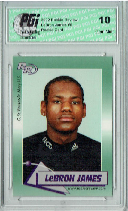 LeBron James 2002 Rookie Review #6 Laser Cut Rookie Card PGI Under 1000 Made