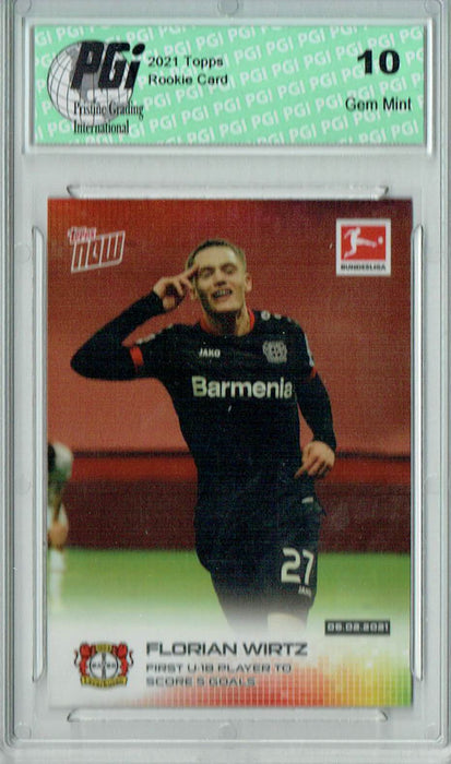 Florian Wirtz 2021 Topps Now #123 Only 804 Made Rookie Card PGI 10