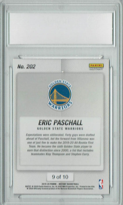 Eric Paschall 2020 Panini Instant #202 #9 of Just 10 Made! Rookie Card PGI 10
