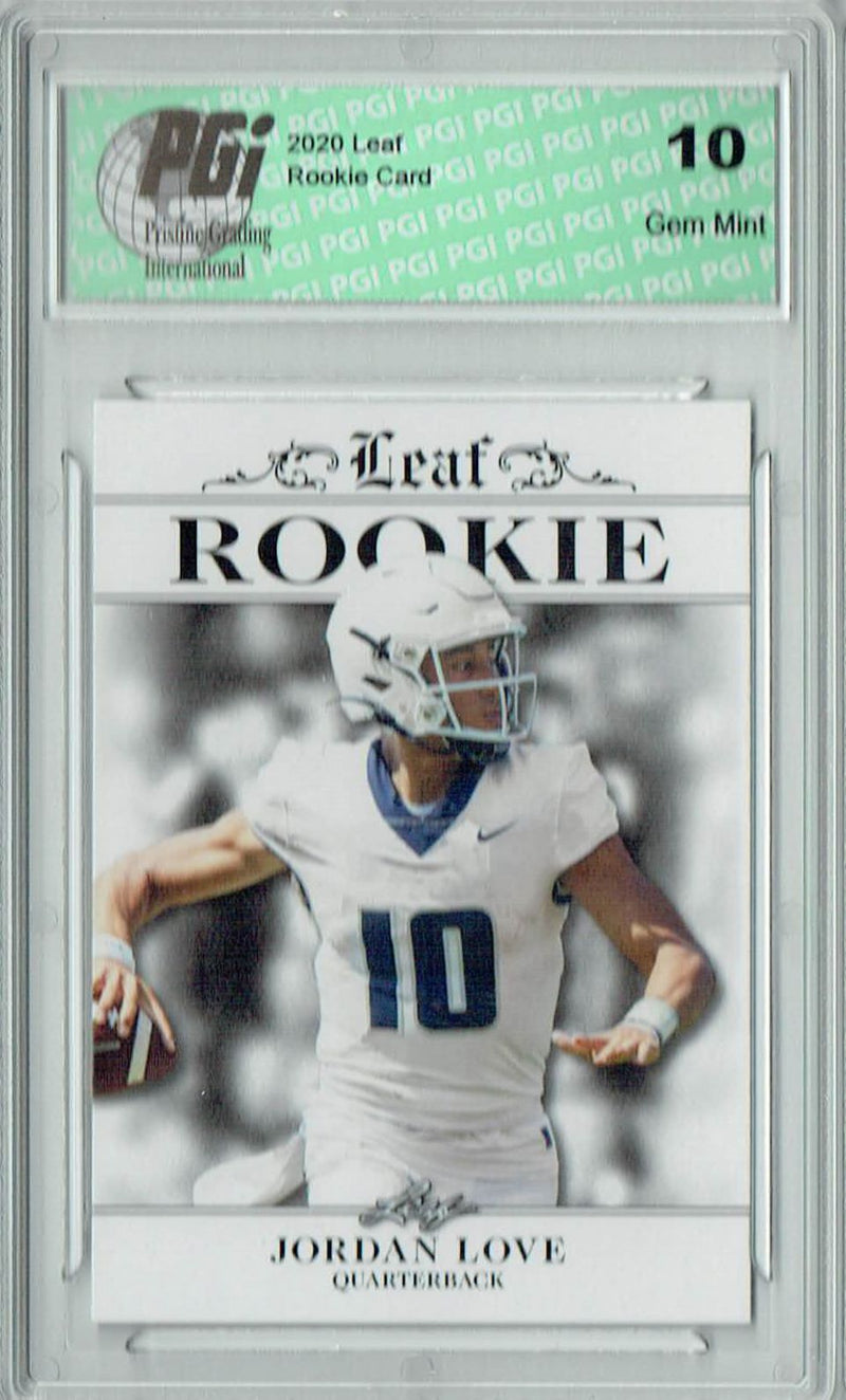 Jordan Love Rookie Card Green Bay PGI 10 Gem Mint Football Trading Card 2020 Leaf Exclusive #3 Only 5000 Made
