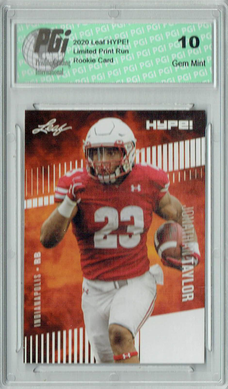 Jonathan Taylor Rookie Card Indianapolis PGI 10 Gem Mint Football Trading Card 2020 Leaf HYPE! #38 Only 5000 Made