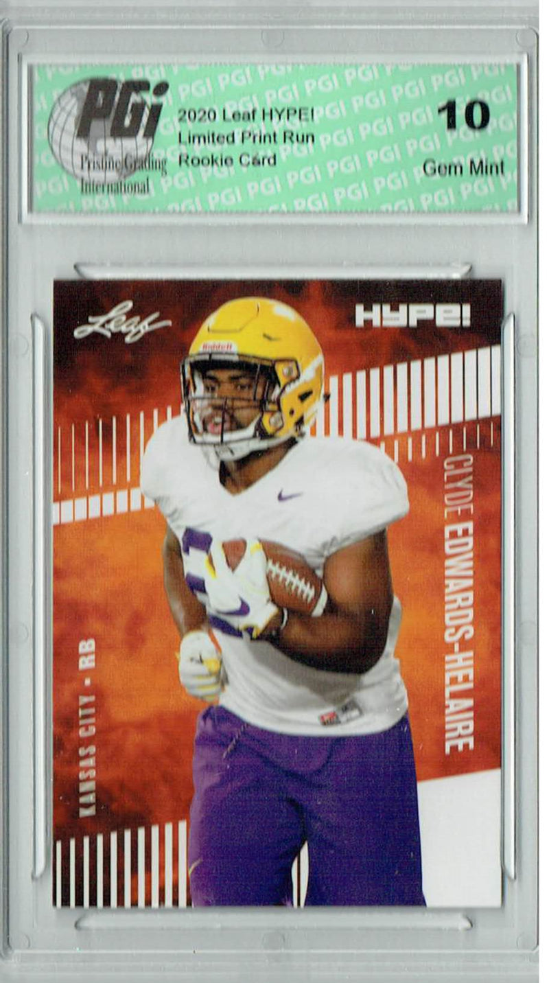 Clyde Edwards-Helaire Rookie Card Kansas City PGI 10 Gem Mint Football Trading Card 2020 Leaf HYPE! #36A Only 5000 Made
